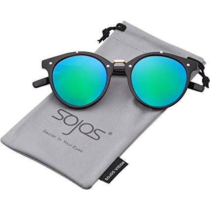 SojoS Vintage Retro Round Sunglasses Mirror Tinted Circle Lens Men Women SJ2054