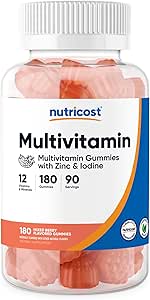 Nutricost Multivitamin Gummies 180 Gummies (Mixed Berry Flavored Gummies) - 90 Serv, Gluten Free, Non-GMO, and Vegetarian Friendly