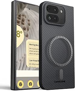 Thinborne Compatible with Pixel 9 Pro Fold Case, [600D Aramid Fiber] [Magnetic] [Ultra Thin] [Minimalist Style] [Carbon Fiber] - Black