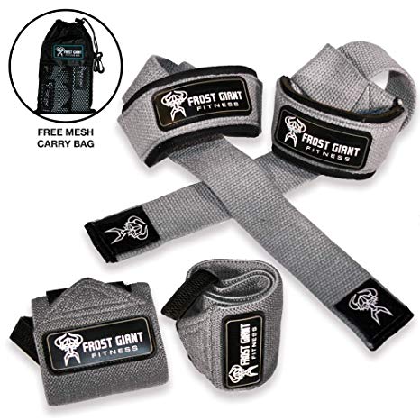 Frost Giant Fitness: Wrist Wraps Set w/Carry Bag | Heavy Duty Hand and Wrist Support (Weightlifting, Crossfit, Powerlifting, Bodybuilding, Weight Training, Workout),