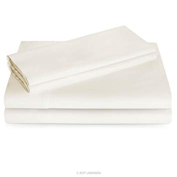 Linenspa 600 Thread Count Ultra Soft, Deep Pocket Cotton Blend Sheet Set - Queen - Ivory