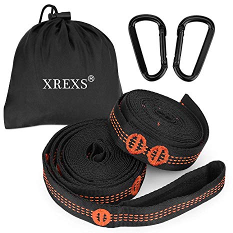 XREXS Outdoor Camping Hammock Straps Accessories Multi-function Hammock Straps, Hammock Tree Hanging Straps, 10 Rings Children's Garden Swing Rope Tied Nylon Straps Holds up 200KG (Pack of 2)