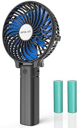 OPOLAR Portable Operated Two 2200mAh Batteries, Personal Handheld Fan with Folding Design, Compact and Mini Size for Travel & Camping, Strong Wind Wit 3 Settings