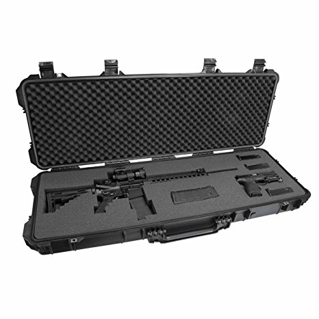 Elkton Outdoors Hard Gun Case With Wheels: Fully Customizable Hard Rifle Case: Holds Assault Rifles, Long Guns, Magazines & Pistols: Crush Resistant & Waterproof!