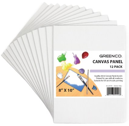 Greenco Professional Quality Canvas Panel 8 x 10 inch -Pack of 12