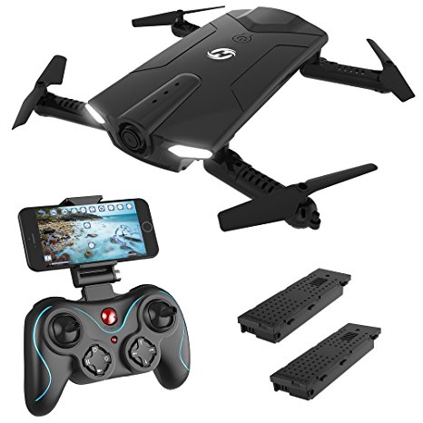 Holy Stone HS160 Shadow FPV RC Drone with 720P HD Wi-Fi Camera Live Video Feed 2.4GHz 6-Axis Gyro Quadcopter for Kids & Beginners - Altitude Hold, One Key Start, Foldable Arms, Bonus Battery