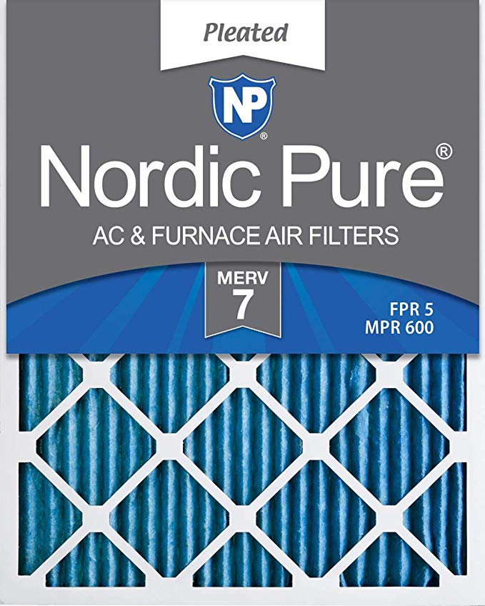 Nordic Pure 12x24x2 MERV 7 Pleated AC Furnace Air Filters, 3 Pack, 12x24x2,