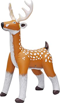 Jet Creations Inflatable Standing Reindeer Classic Edition Deer Toy Indoor/Outdoor Blowup Decoration, Christmas, Pool Party, Birthday - Antlers, Tail, White Spot Details, Brown, White, 74H (AN-DEER)