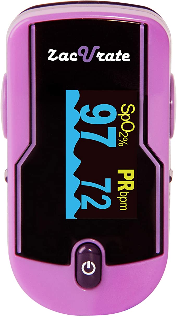Zacurate Premium SpO2 & PR Meter, Accurate Heart Rate Monitor with Lanyard and Batteries Included (Purple)