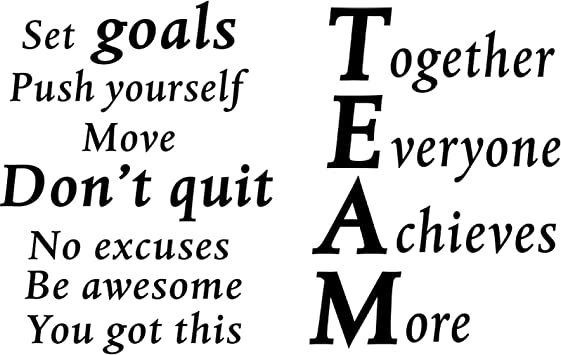 2 Sheets Motivational Wall Decals Vinyl Inspirational Quotes Stickers Together Everyone Achieves More Office Positive Sayings Wall Decals for Office Classroom Team Gym Home Bedroom Decor