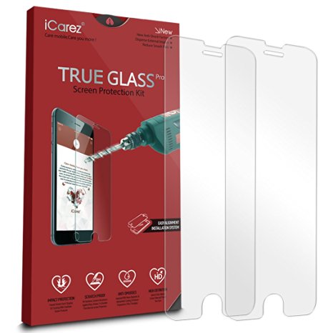 iCarez [Tempered Glass] Screen Protector for iPhone 7 Plus 5.5-inch Highest Quality Easy Install [0.33MM 9H 2.5D 2-Pack] with Lifetime Replacement Warranty