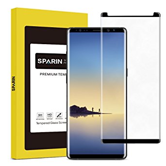 SPARIN Galaxy Note8 Screen Protector, 3D Tempered Glass Screen Protector cover MOST parts of the curved edge for Galaxy Note 8 with [Scratch Proof] [Ultra Clear], Black