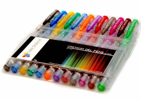 Glitter Gel Pens from Color Technik, Set of 12 Professional Artist Quality Pens. Best Gel Pen Colors with Comfort Grip. Enhance Your Adult Coloring Book Experience Now! Perfect Gift Ideas!