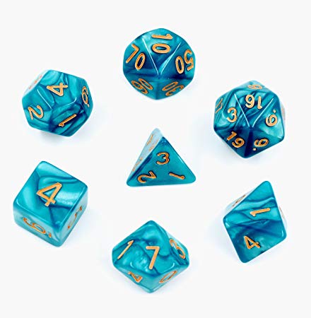 Polyhedral D&D Dice Set - Set of 7-Die Dice for Dungeons & Dragons Dice Games, Pathfinder, Magic The Gathering (MTG), Math Games and More