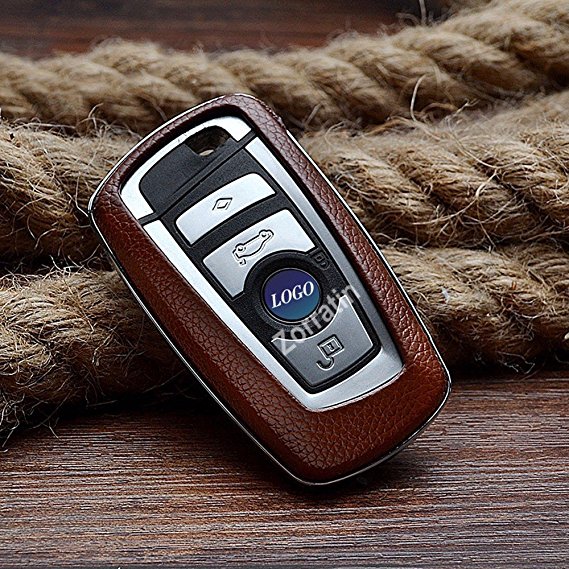 Real leather Keyless Smart Key Case Cover Trim for part of BMW F10 F20 F30 F13 F01 F25 3 or 4 buttons 1 3 5 7 series(Be sure check key shape and our pictures before you buy)