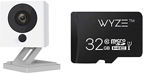 Wyze Cam 1080p HD Indoor Wireless Smart Home Camera with Night Vision, 2-Way Audio, Works with Alexa (Pack of 2)&SanDisk Ultra 32GB microSDHC UHS-I card with Adapter-98MB/s U1 A1 - SDSQUAR-032G-GN6MA