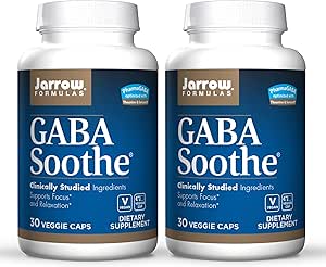 Jarrow Formulas GABA Soothe 30 Vegetarian Capsules. Pack of 2 bottles