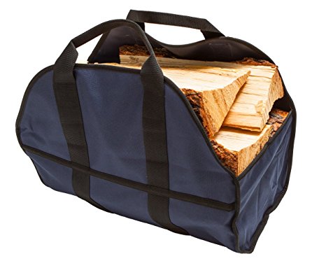 Premium Log Carrier & Wood Tote by SC Lifestyle (Navy Blue)