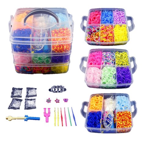 CO-Z 4800 Colorful Rubber Band Bracelet Loom Refill Kit Fun DIY for Kids w/Storage Case