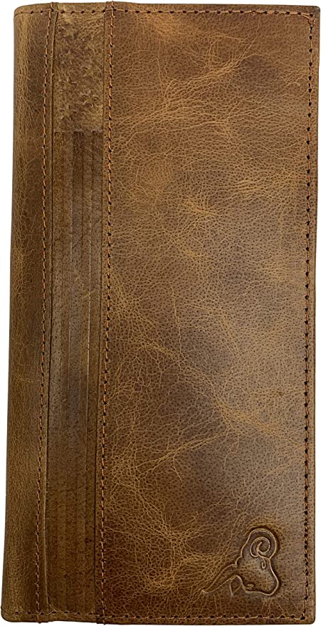 Genuine Leather Checkbook Cover For Men & Women Checkbook Holder Wallet RFID Blocking USA Series (Tan)