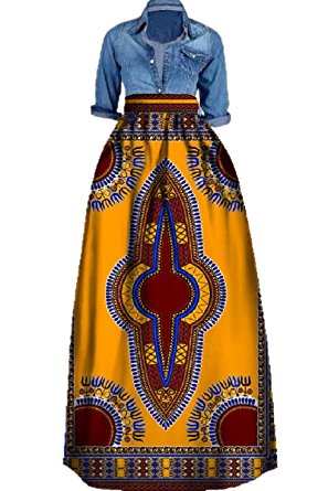Huiyuzhi Women's African Print Skirts Long Maxi Skirt Dashiki Ball Gown