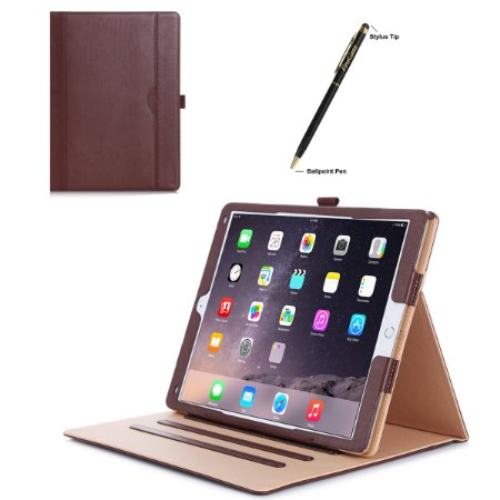 Apple iPad Pro Case - ProCase Leather Stand Folio Case Cover for 2015 Apple iPad Pro 129 inch with Multiple Viewing angles auto SleepWake Document Card Pocket Brown