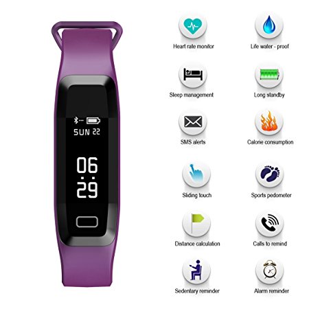 Fitness Tracker, B2Future Bluetooth 4.0 Fitness Tracker Watch, Blood Pressure Heart Rate Monitor Sleep Monitor Calorie Counter Pedometer Activity Tracker for Android and IOS Devices