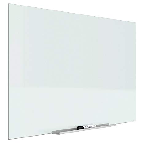 Quartet Magnetic Whiteboard, Glass White Board, 50" x 28"', White Dry Erase Surface, Frameless, InvisaMount (G5028IMW)