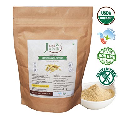 100% Organic Ashwagandha Powder- Withania Somnifera- USDA Certified Organic- 227g (0.5 LB) 8 oz - Ayurvedic Herbal Supplement That Promotes Vitality & Strength - Support for Stress-free Living