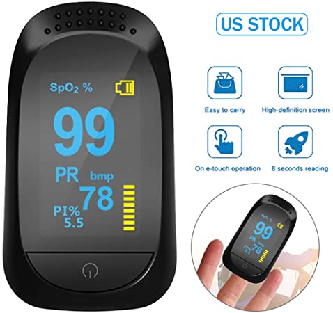 Fingertip Pulse Oximeter, Blood Oxygen Saturation Monitor for Pulse Rate with Lanyard -Black