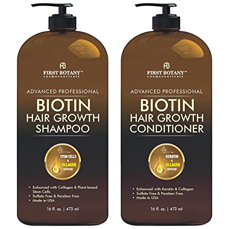 Biotin Hair Growth Shampoo Conditioner - An Anti Hair Loss Set Thickening formula, Collagen & Stem Cell For Hair Regrowth, Anti Thinning Sulfate Free For Men & Women Anti Dandruff Treatment 16 oz x2