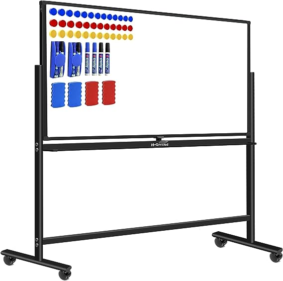 Dry Erase Board with Stand 72"x40" Magnetic Mobile whiteboard on Wheels Double-Sided Rolling Whiteboard for Office, Home & School