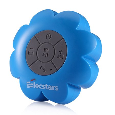 Shower Speaker Elecstars HD Water Resistant Bluetooth Waterproof Speaker with Wireless Handsfree Portable Speakerphone with Built-in Mic Strong Suction Cup Blue