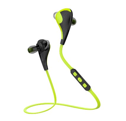 Bluetooth Headphones Maxtronic® MTG V4.1 Earbuds Voice Control Mini Lightweight Wireless Stereo Sports Running Gym Exercise Headphones With Mic Microphone (Green) Headsets