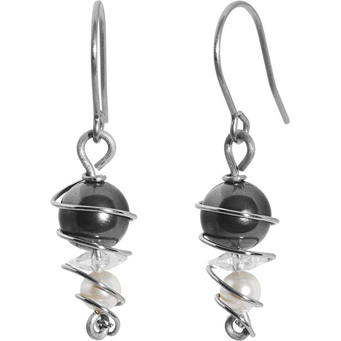 Swirl Solid Titanium Earrings Created with Swarovski Crystals