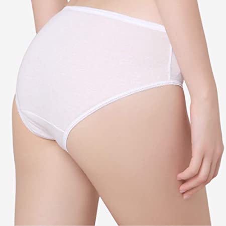 Women's Disposable Underwear,100% Cotton High Cut Briefs Moisture Wicking,Travel Panties,Handy Panty - Emergencies Postpartum Delivery Hospital Stays - White 12Pack (M(Waist 28"-32"))
