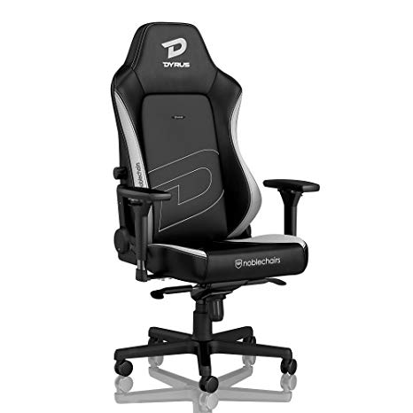 noblechairs Hero Gaming Chair - Office Chair - Desk Chair - PU Leather - 330 lbs - 125° Reclinable - Lumbar Support - Racing Seat Design - Dyrus Edition - Black/White