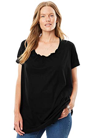 Woman Within Women's Plus Size Perfect Shirred U-Neck Tunic