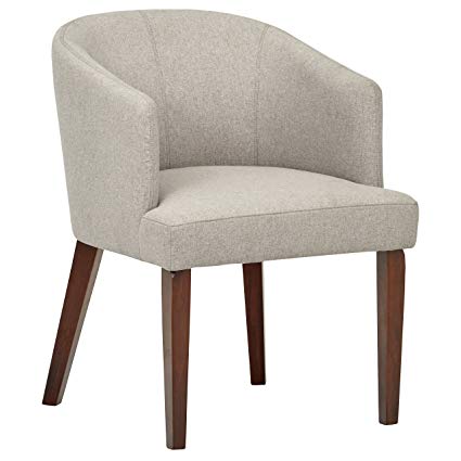 Rivet Alfred Mid-Century Wide Curved Back Accent Dining Chair, 25.2"W, Felt Grey