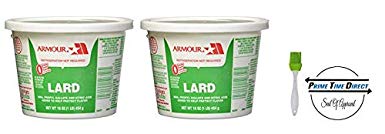 Armour Lard Star Tubs, 1 lb (Pack of 2) with Silicone Basting Brush in a Prime Time Direct Sealed Bag