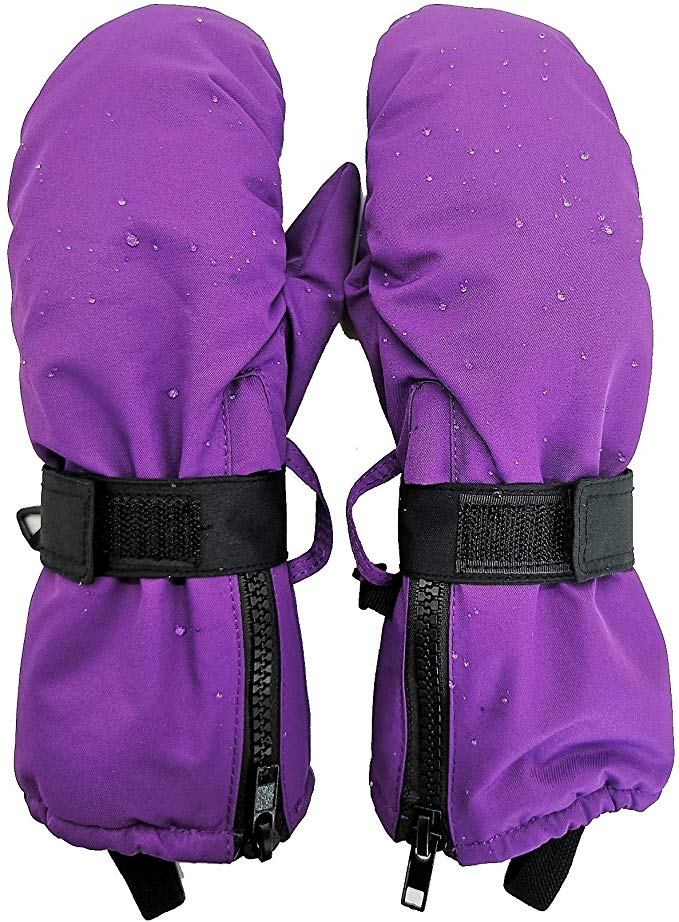 Highcamp Kids Waterproof Snow Mittens - Covered Boys Girls Age 2-12