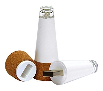 Set of 2 Premium Bottle Lights. Brightest Wine Cork USB Light on the Market - 12 Lumens. The Perfect Gift for the Valentine and Wine Lover in Your Life