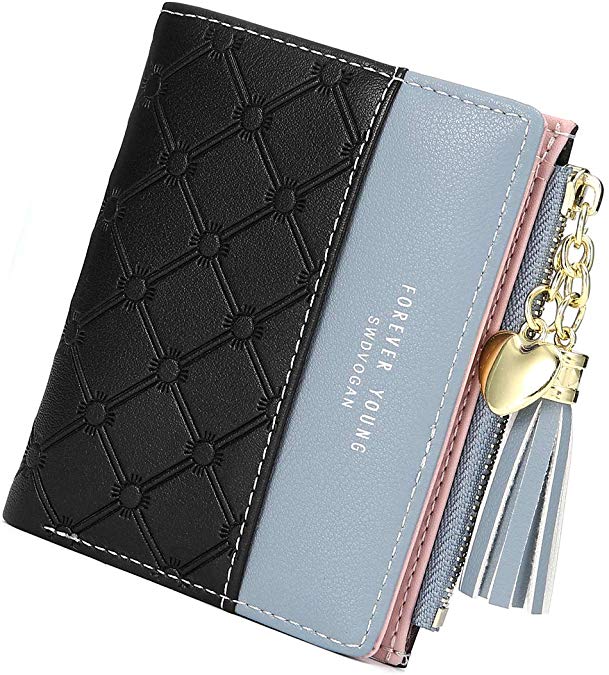 JOSEKO Tassel PU Leather Multi-Slots Small Wallet Slim Card Holder Purse for Women