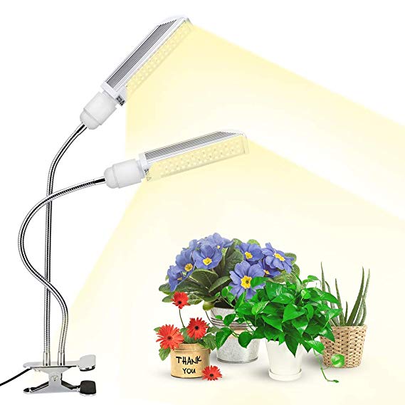 LED Grow Lights,120W Full Spectrum Clip On Growth Light White,120 LEDs Sunlight Growing Lamp, 360 Degree Flexible Gooseneck Clamp Plant Light for Indoor Greenhouse Hydroponic Seeding Flowering