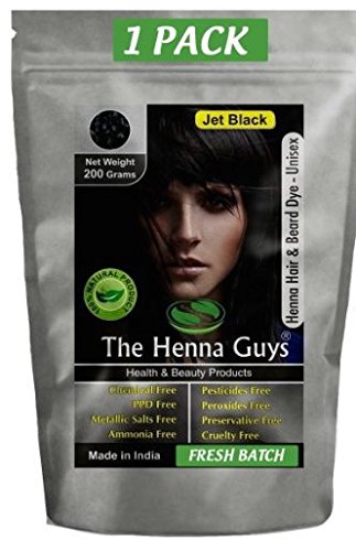 Jet Black Henna Hair & Beard Color / Dye 200 Grams (2 Step Process) - The Henna Guys