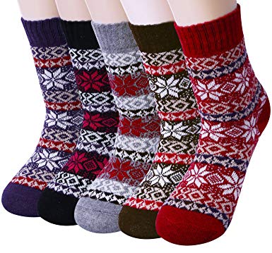 5 Pairs Womens Winter Warm Thick Knit Wool Ladies Socks