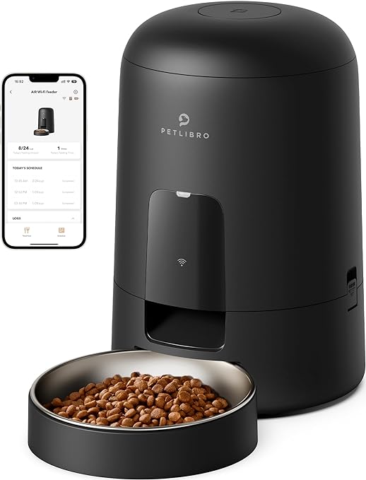 PETLIBRO Automatic Cat Feeder, WiFi Automatic Cat Food Dispenser Rechargeable Battery-Operated with 30-Day Life, Auto Cat Feeder with App Feeding Control, 2L Air Automatic Pet Feeder for Cat & Dog