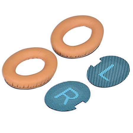 Replacement Memory Foam Earpads, Replacement Ear Pads for Bose QuietComfort15 QC2 QC15 QC25 QC35 AE2 Headphones Ear Cushion Kit (Gold Cushion Blue Mat)