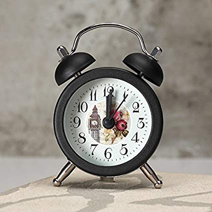 Tuersuer Best Alarm Clock Creative Mini Flower Printing Alarm Clock for Children Kids Students (Black)