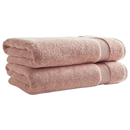 Rivet Classic Supima Cotton Bath Towels, Set of 2, Peach Pink